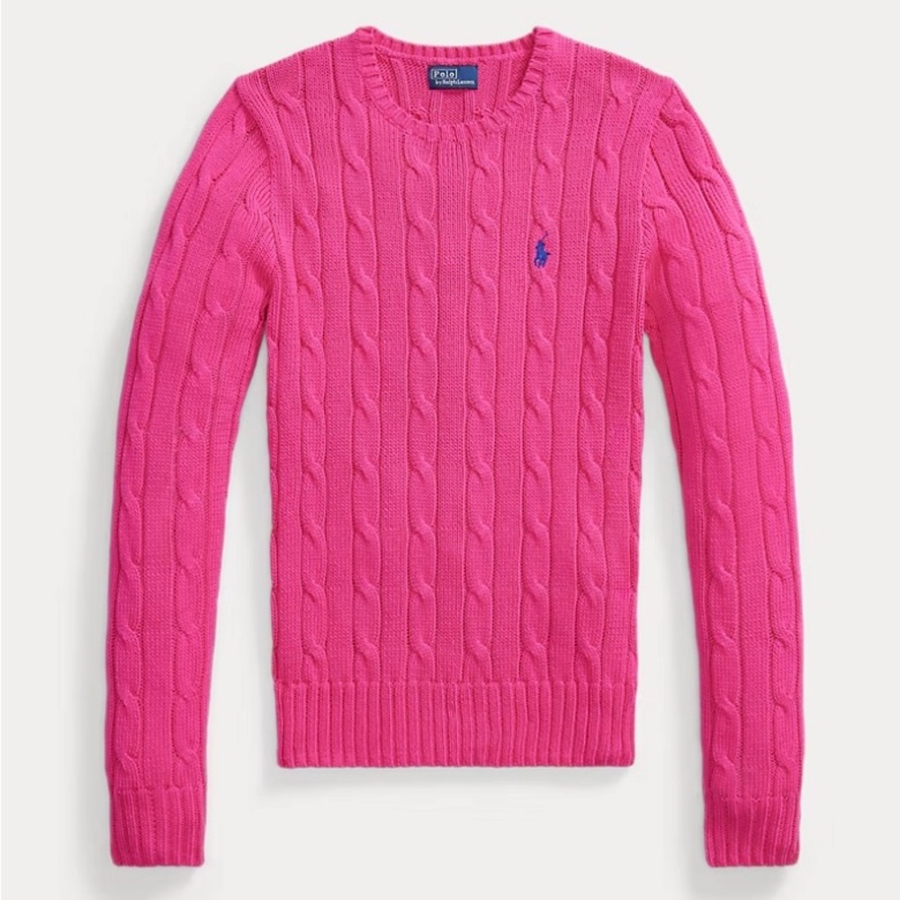 Ralph Lauren Vibrant Pink Cable Knit Sweater
